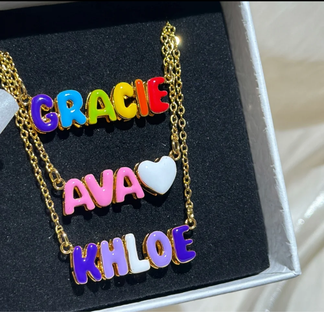 Bubble Enamel Name Necklace